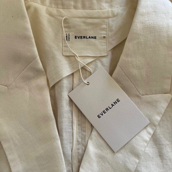 NEW Everlane The Linen Double Breasted Blazer 'Bone' Cream Ivory Size 12 NWT - Picture 9 of 10